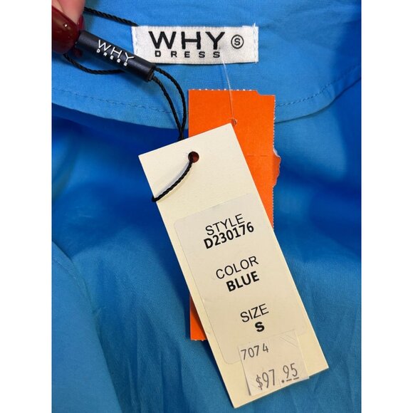 NWT Why Blue Sequin Patch Dress With Vodka & Gin Bottle Motifs S - Picture 7 of 7